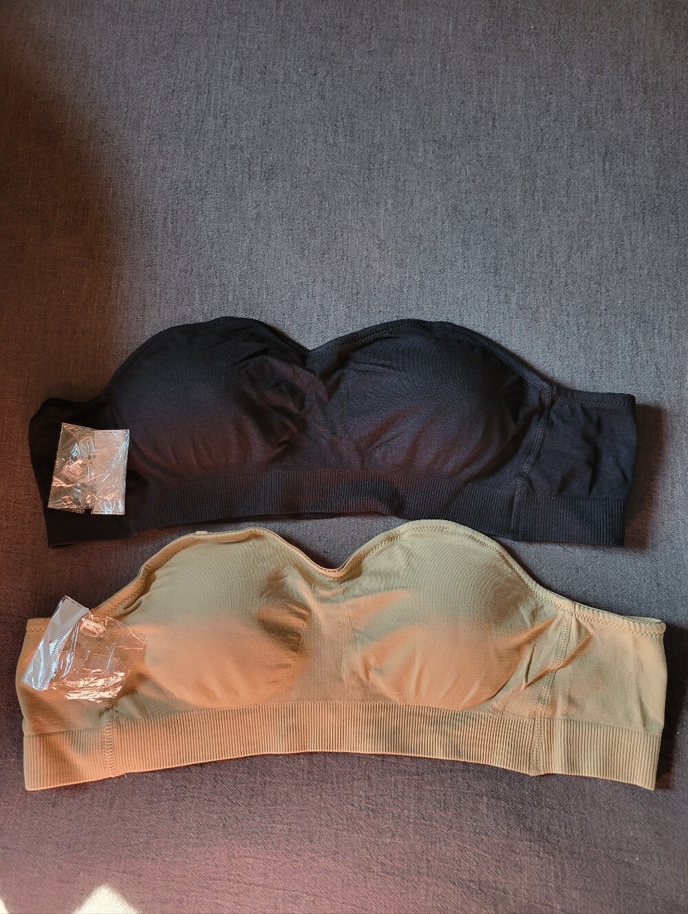 Two Swansway Seamless Strapless Bandeau Bras - Black & Nude 2X